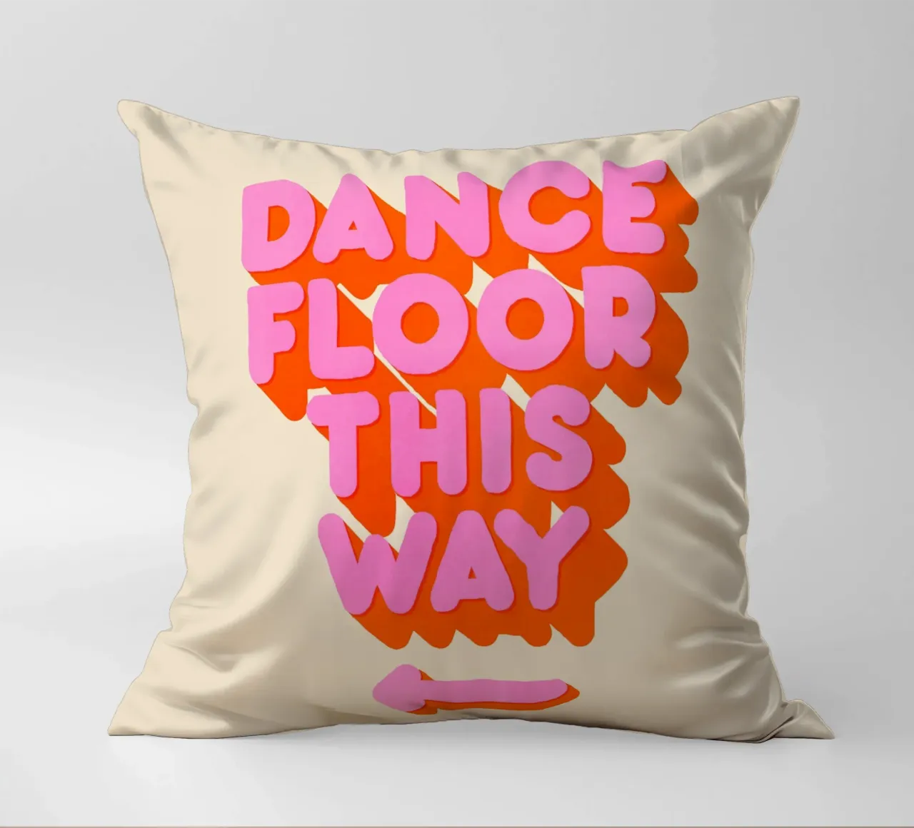 Retro "Dance Floor This Way" Typography Art Print cuscino da showmemars