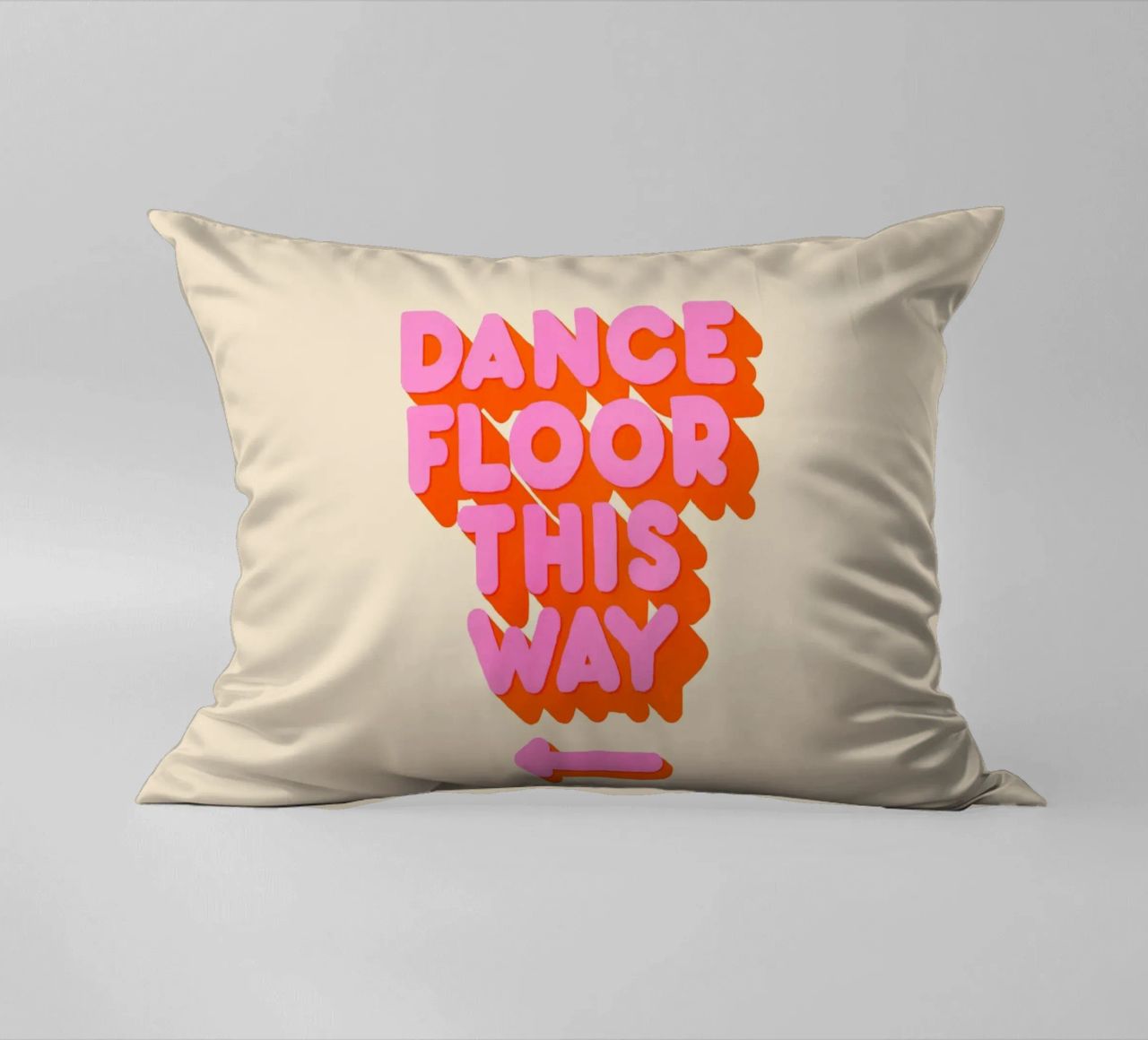 Retro "Dance Floor This Way" Typography Art Print cuscino da showmemars