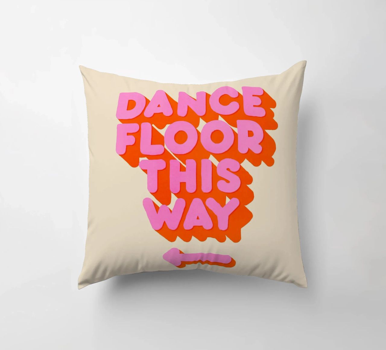 Retro "Dance Floor This Way" Typography Art Print cuscino da showmemars