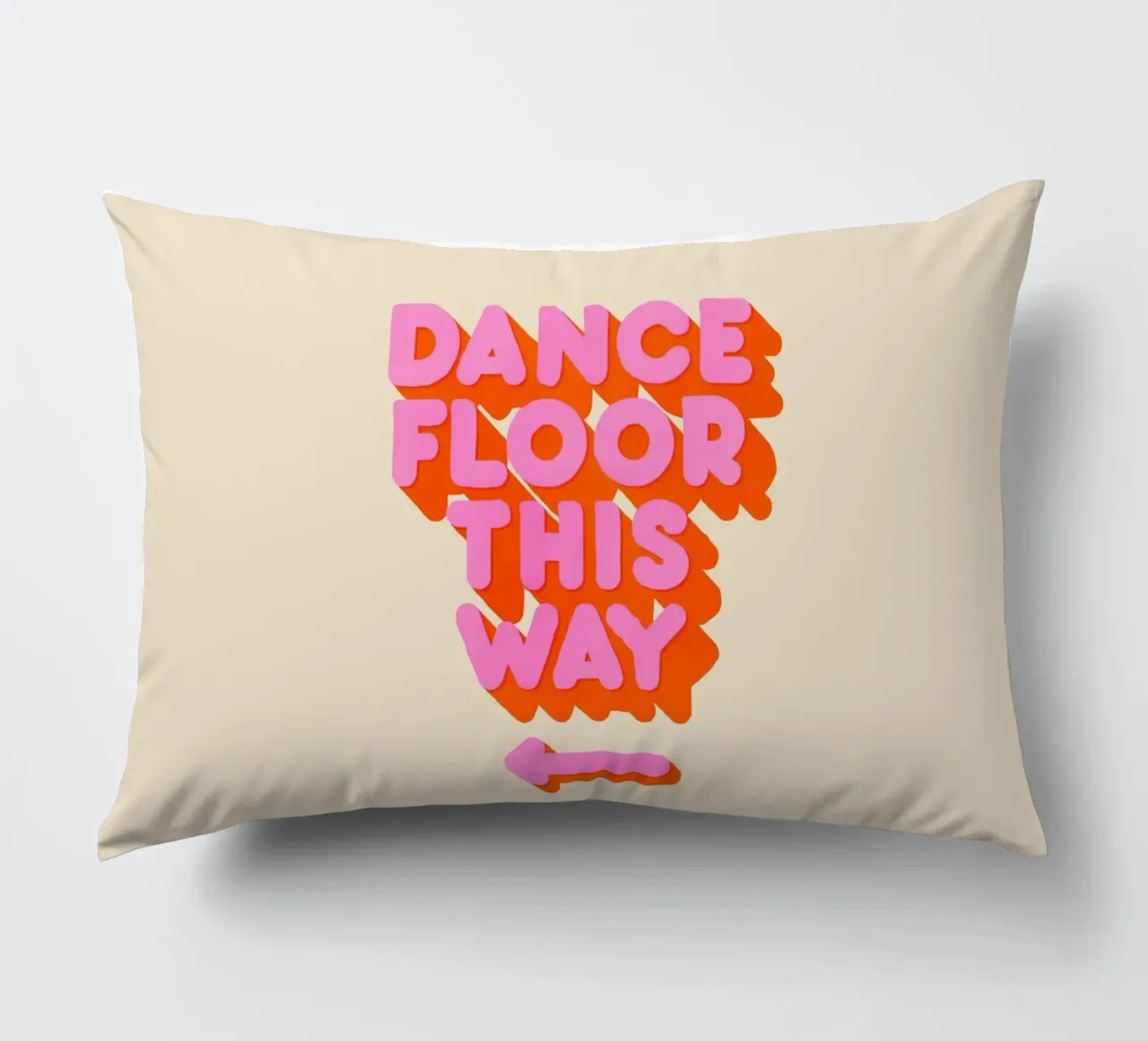Retro "Dance Floor This Way" Typography Art Print cuscino da showmemars