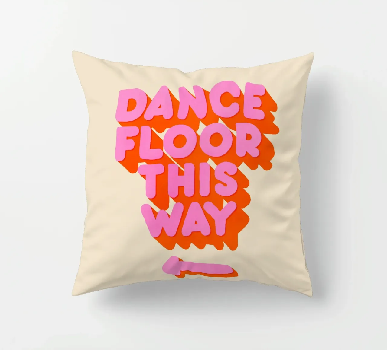 Retro "Dance Floor This Way" Typography Art Print decorative cushion by showmemars