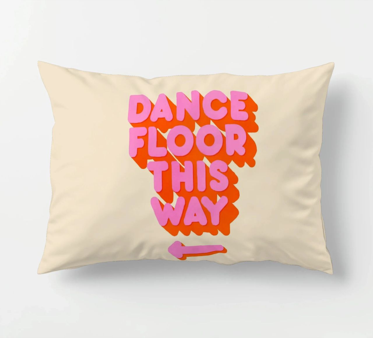Retro "Dance Floor This Way" Typography Art Print cuscino da showmemars
