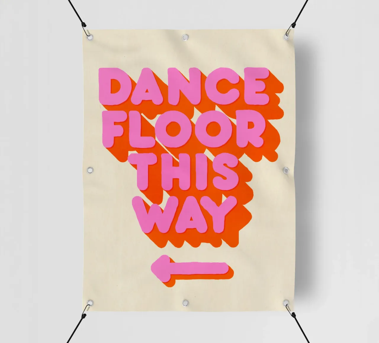 Retro "Dance Floor This Way" Typography Art Print telo in pvc da showmemars