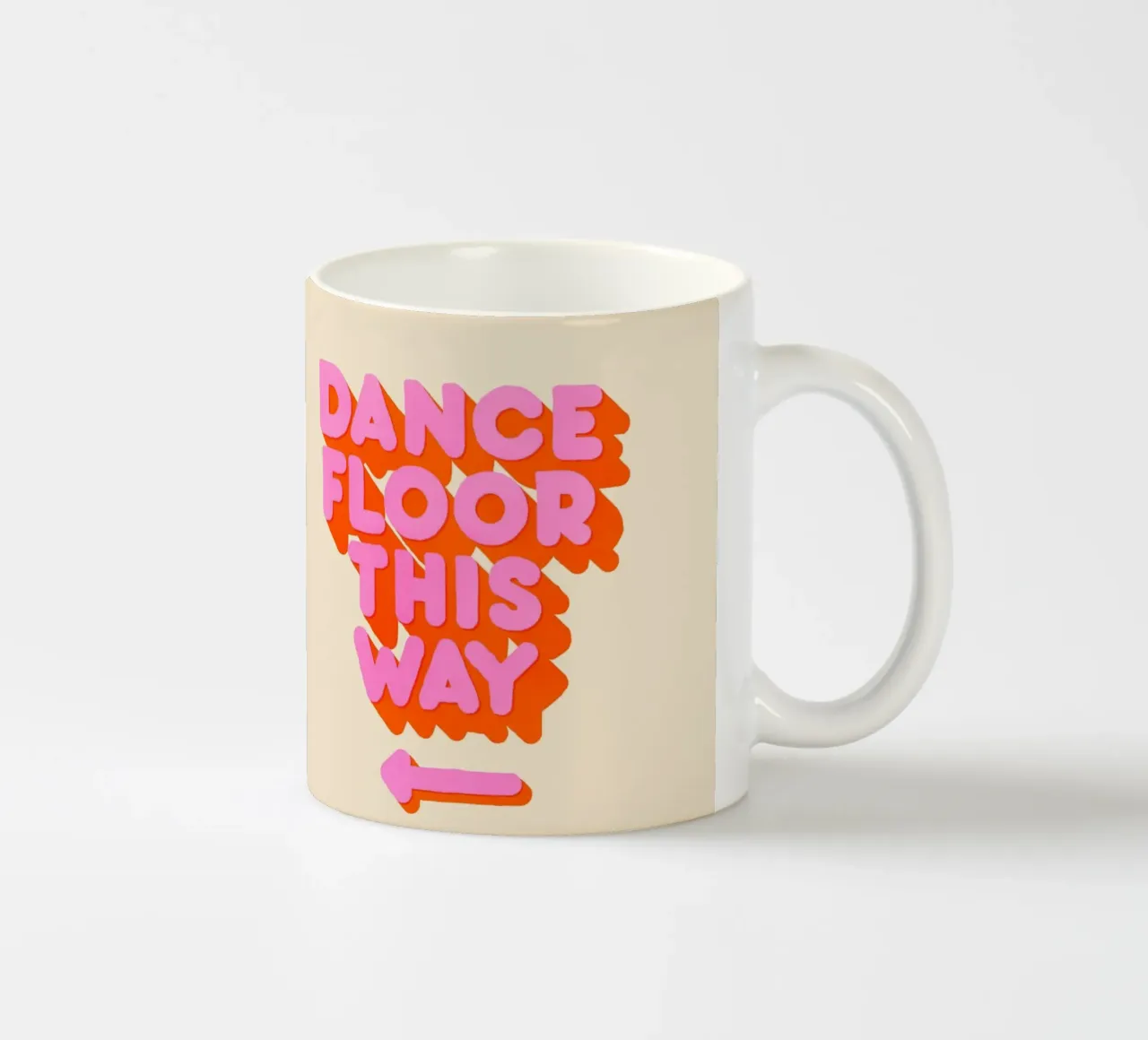 Retro "Dance Floor This Way" Typography Art Print mug en céramique de showmemars