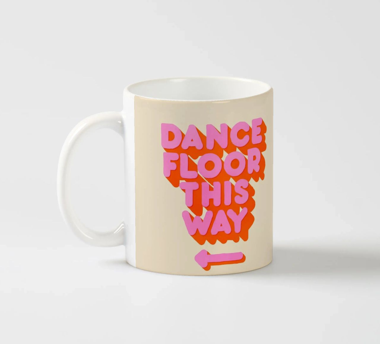 Retro "Dance Floor This Way" Typography Art Print tazza in ceramica da showmemars