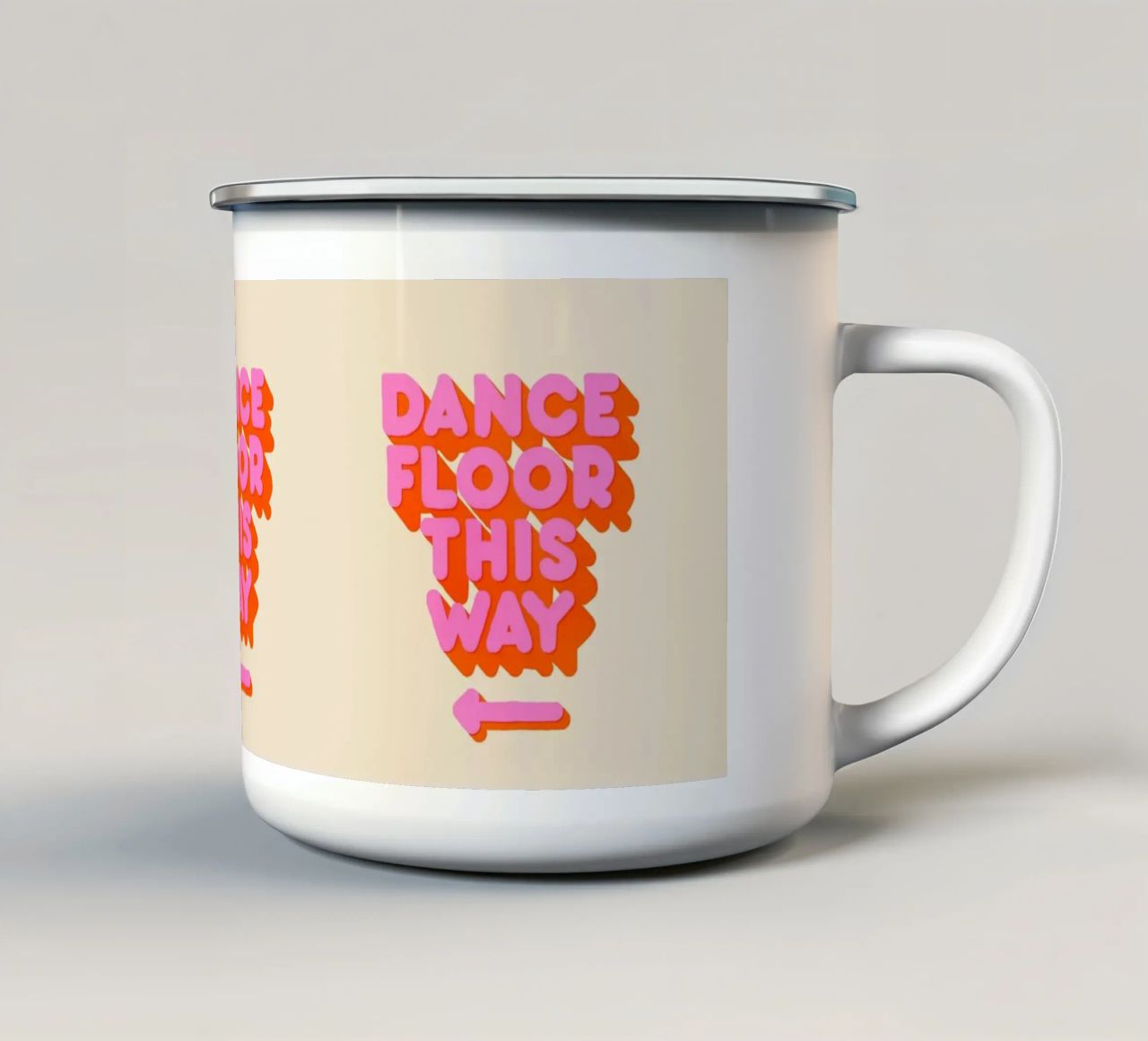 Retro "Dance Floor This Way" Typography Art Print tazza in smalto da showmemars