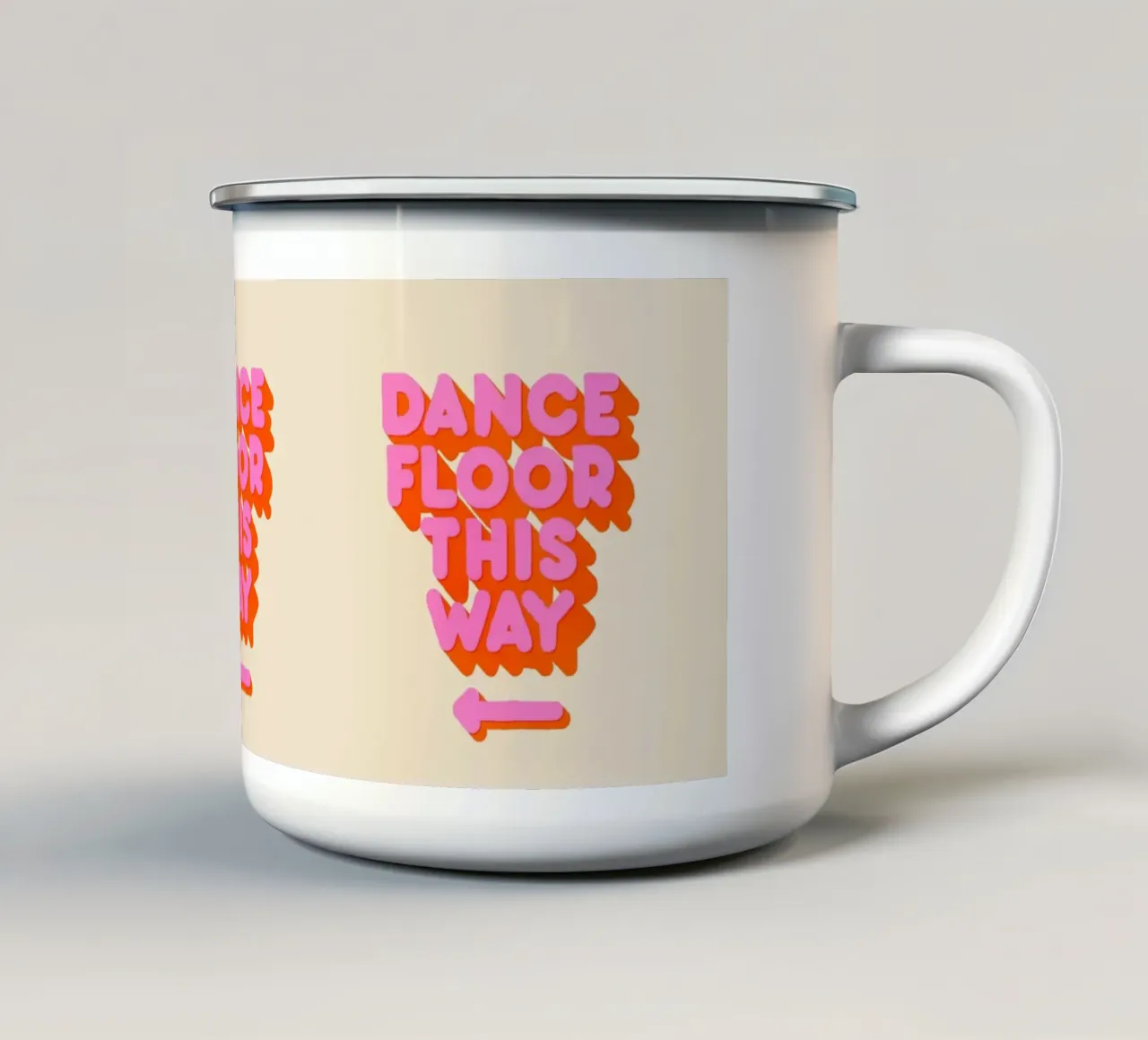 Retro "Dance Floor This Way" Typography Art Print enamel mug by showmemars