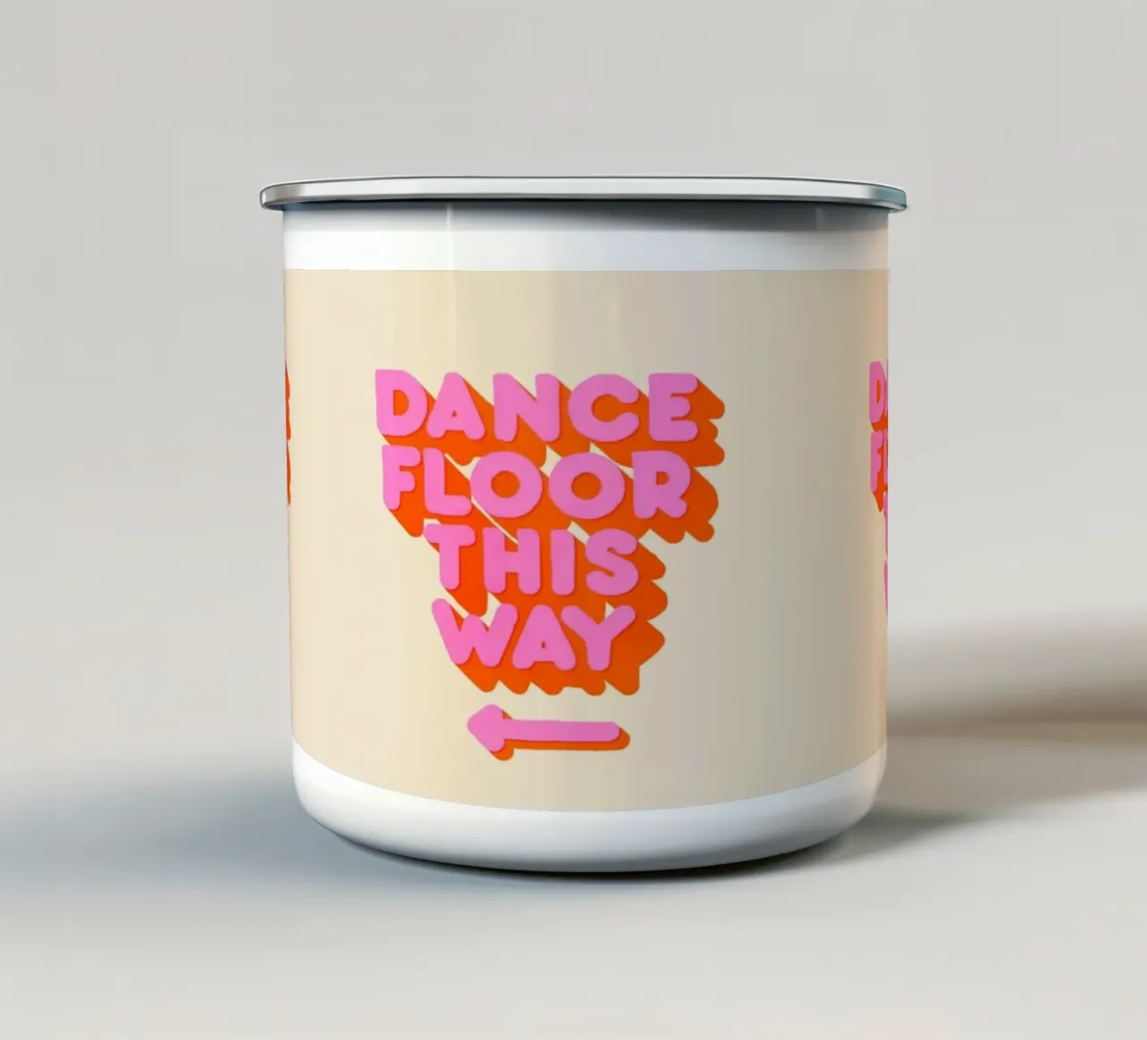 Retro "Dance Floor This Way" Typography Art Print enamel mug by showmemars