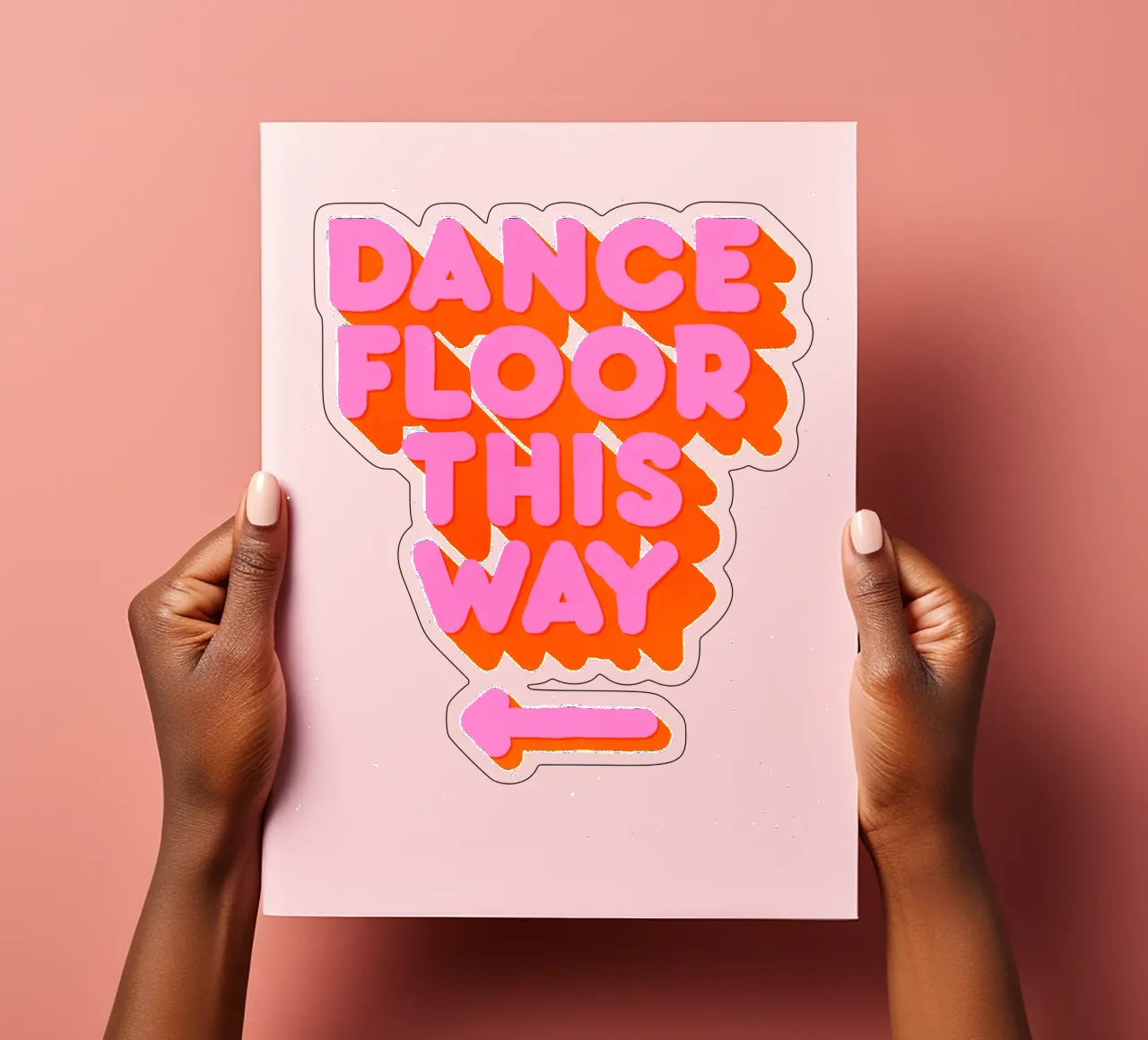 Retro "Dance Floor This Way" Typography Art Print foglio adesivo da showmemars