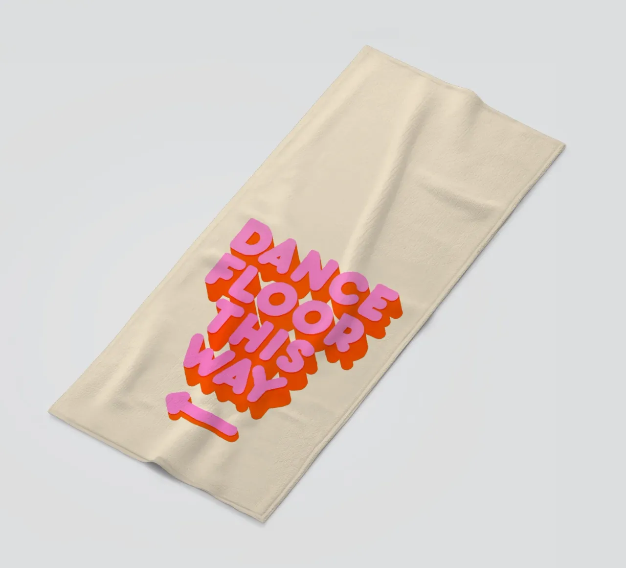 Retro "Dance Floor This Way" Typography Art Print beach towel by showmemars