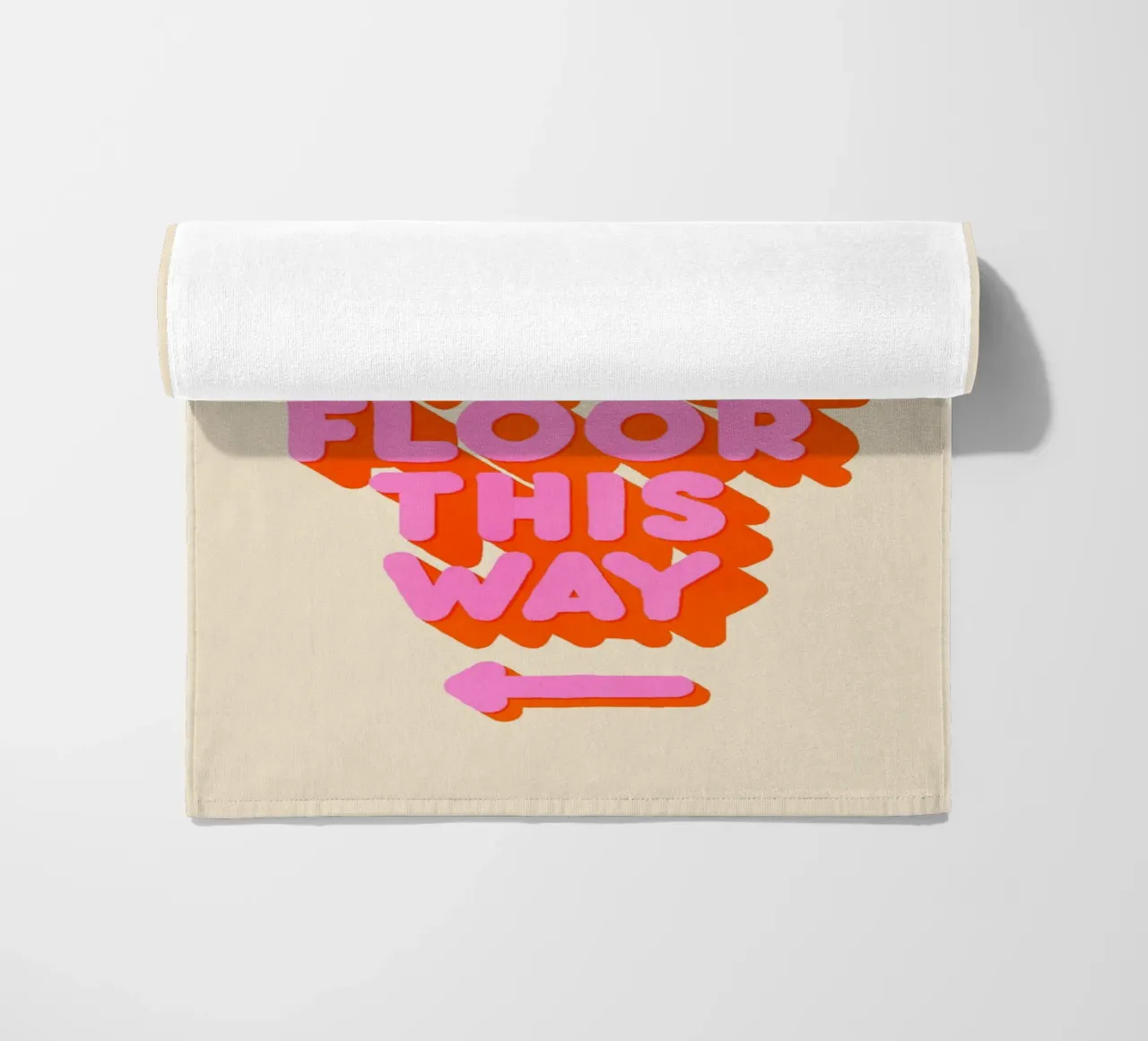 Retro "Dance Floor This Way" Typography Art Print beach towel by showmemars