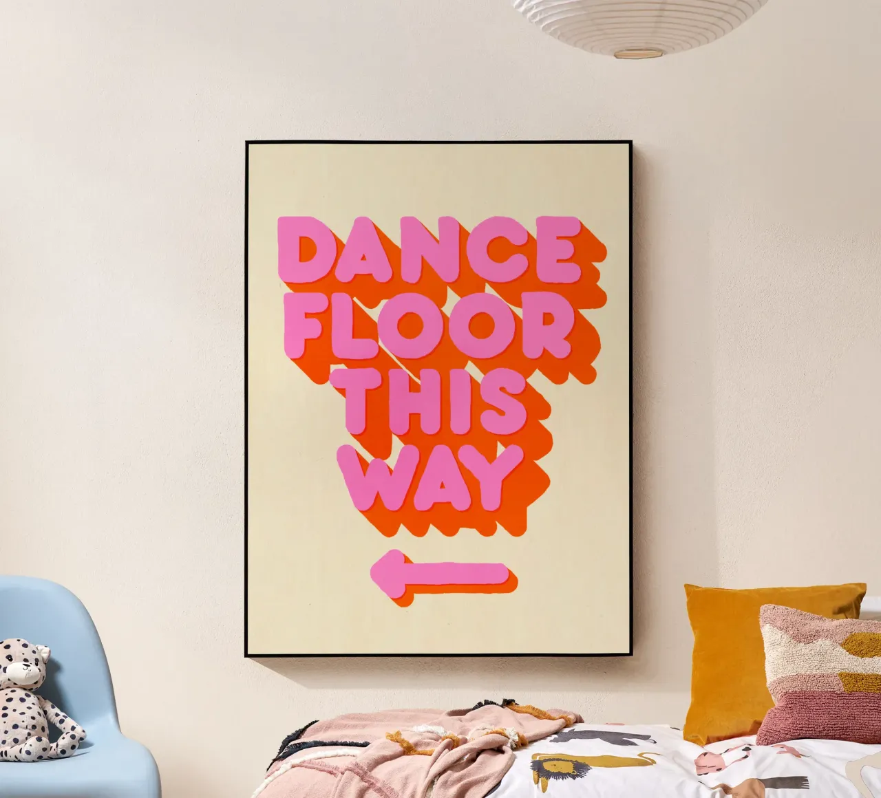 Retro "Dance Floor This Way" Typography Art Print plexiglass da showmemars