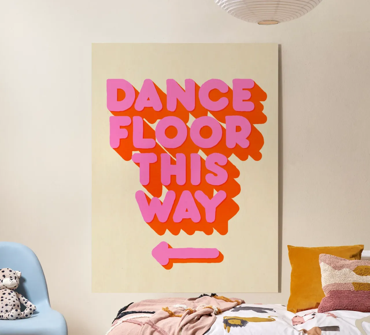 Retro "Dance Floor This Way" Typography Art Print plexiglass da showmemars