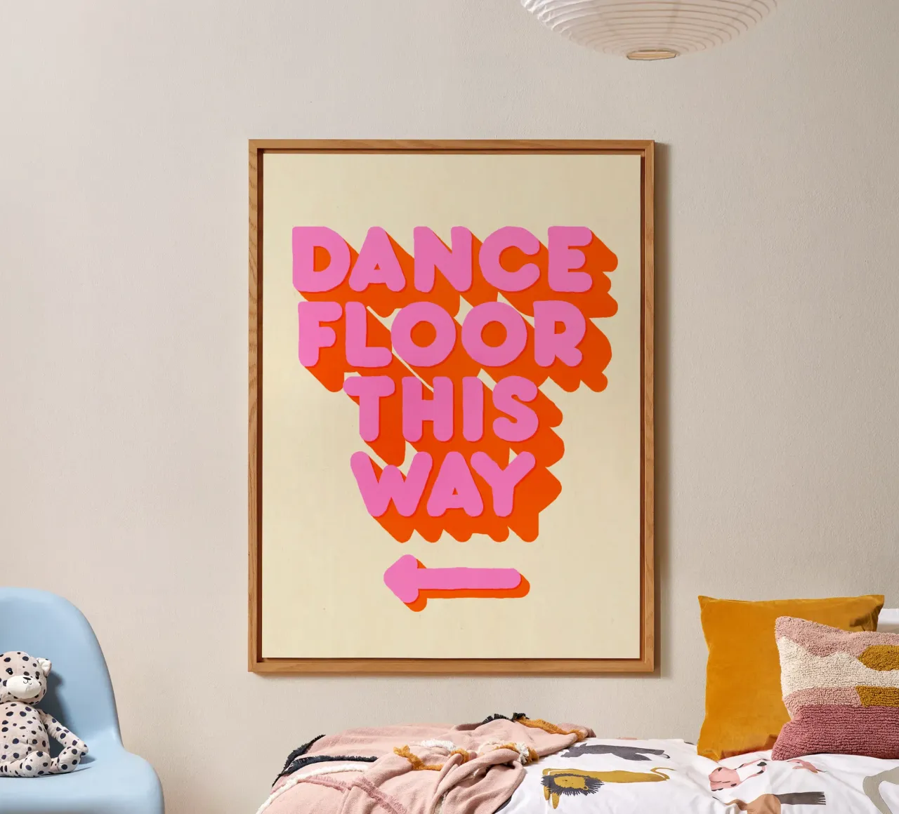 Retro "Dance Floor This Way" Typography Art Print pannello forex da showmemars