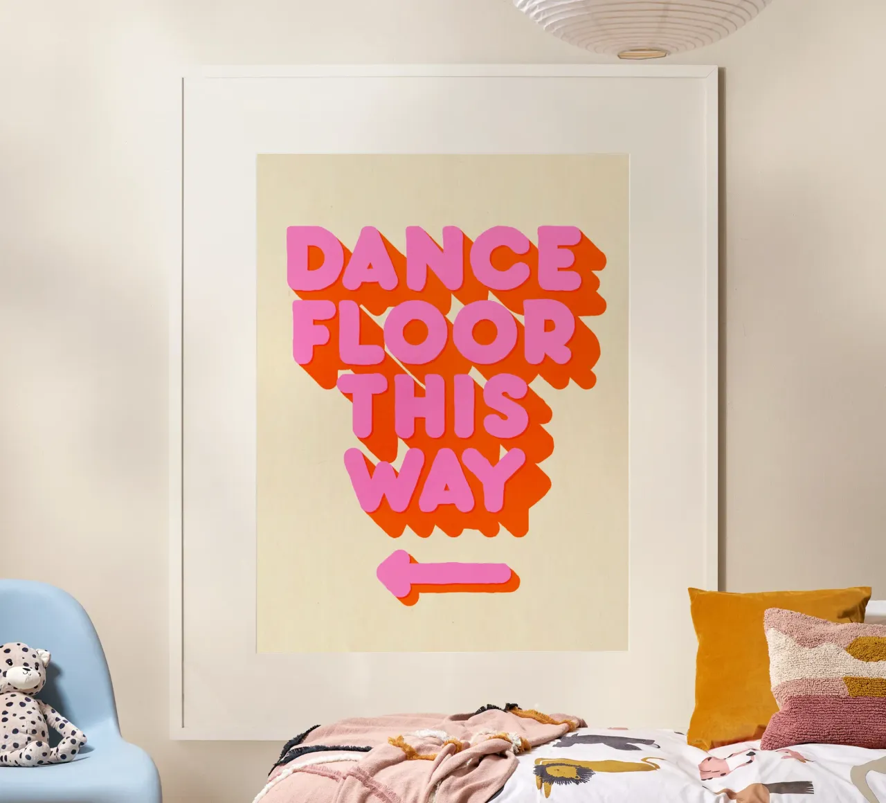 Retro "Dance Floor This Way" Typography Art Print carta hahnemühle da showmemars