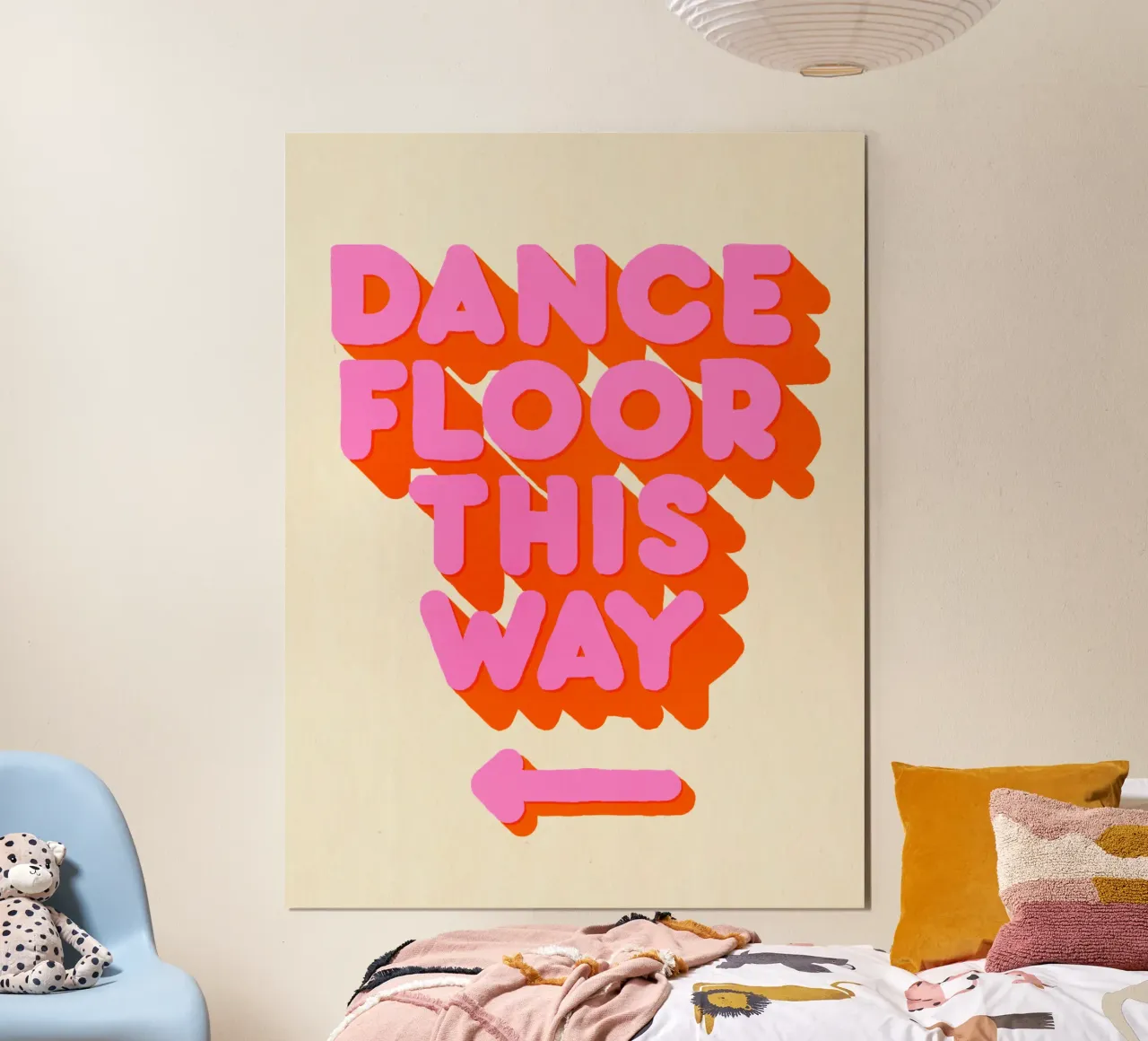 Retro "Dance Floor This Way" Typography Art Print carta hahnemühle da showmemars