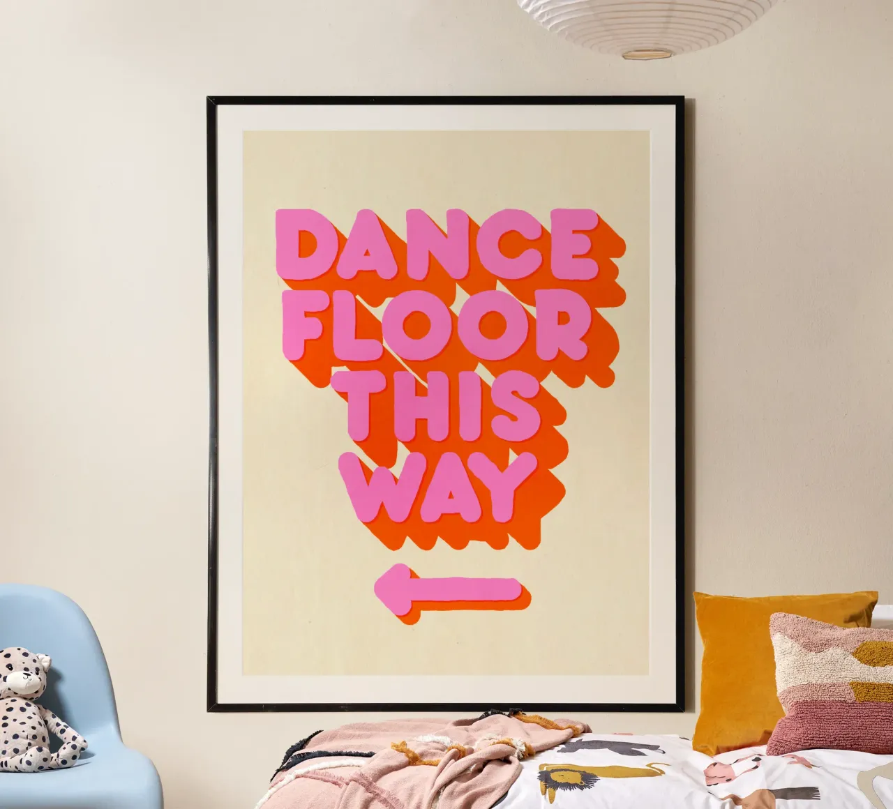 Retro "Dance Floor This Way" Typography Art Print carta hahnemühle da showmemars