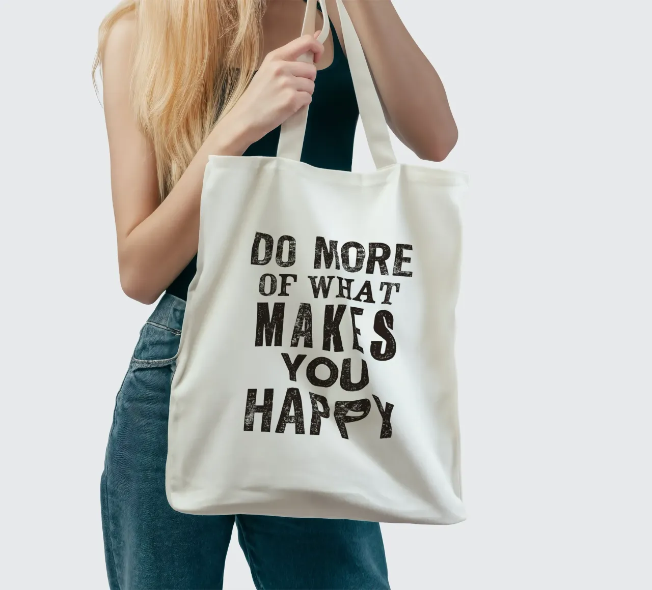 Do More of What Makes You Happy Letterpress Typography Print tote bag by THE MOTIVATED TYPE