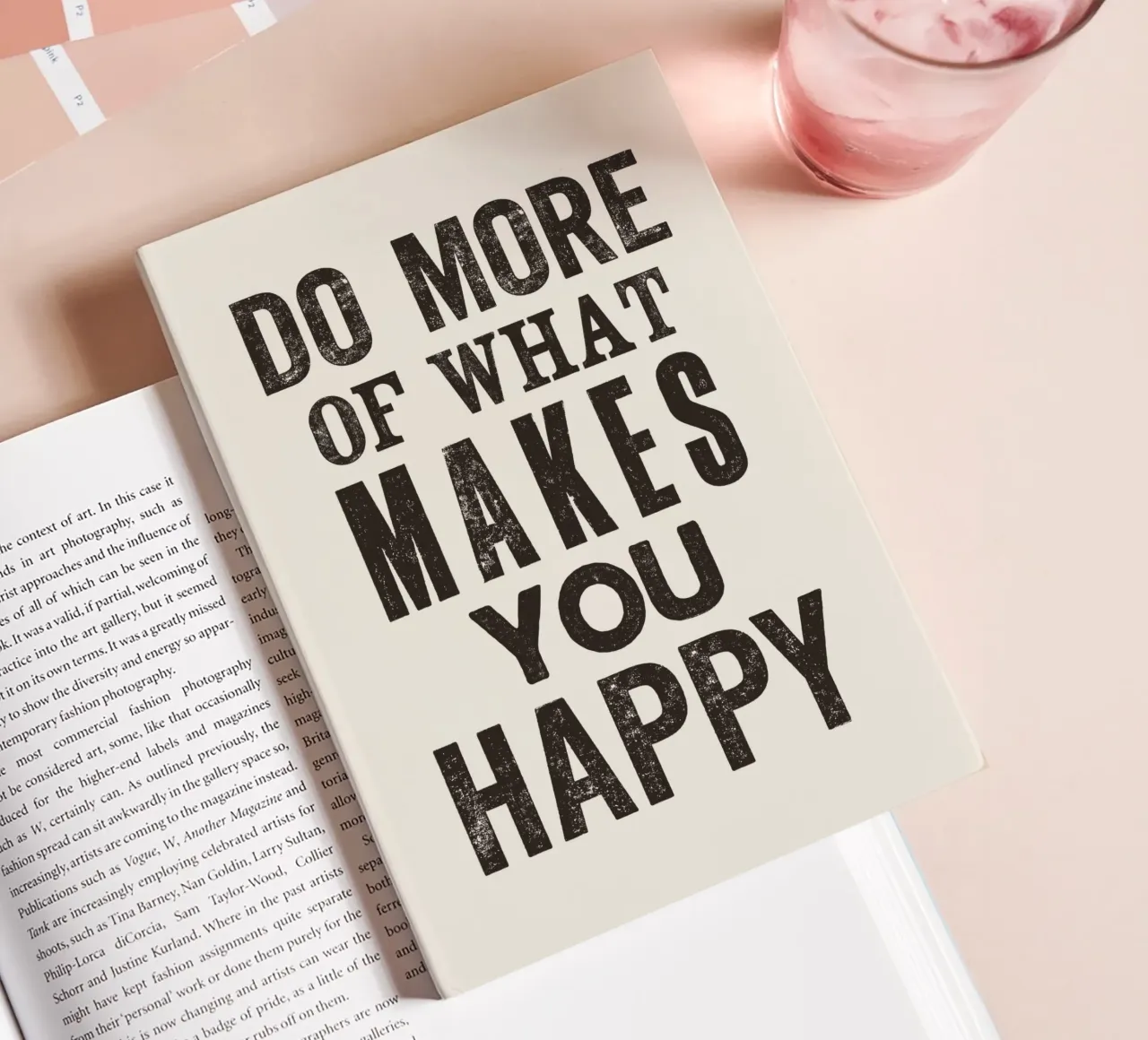 Do More of What Makes You Happy Letterpress Typography Print notebook by THE MOTIVATED TYPE