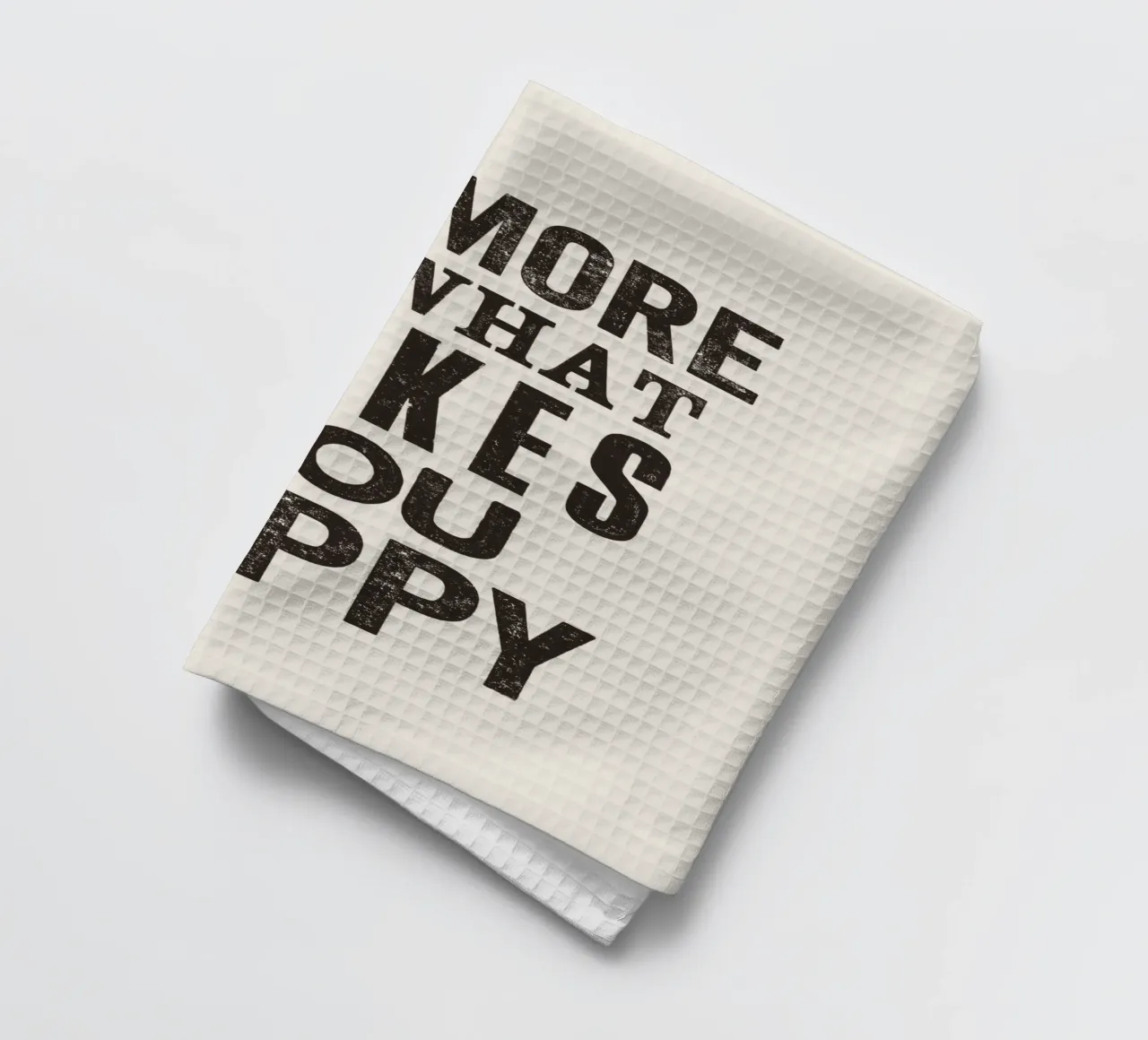 Do More of What Makes You Happy Letterpress Typography Print (Faites plus de ce qui vous rend heureux) torchon de THE MOTIVATED TYPE