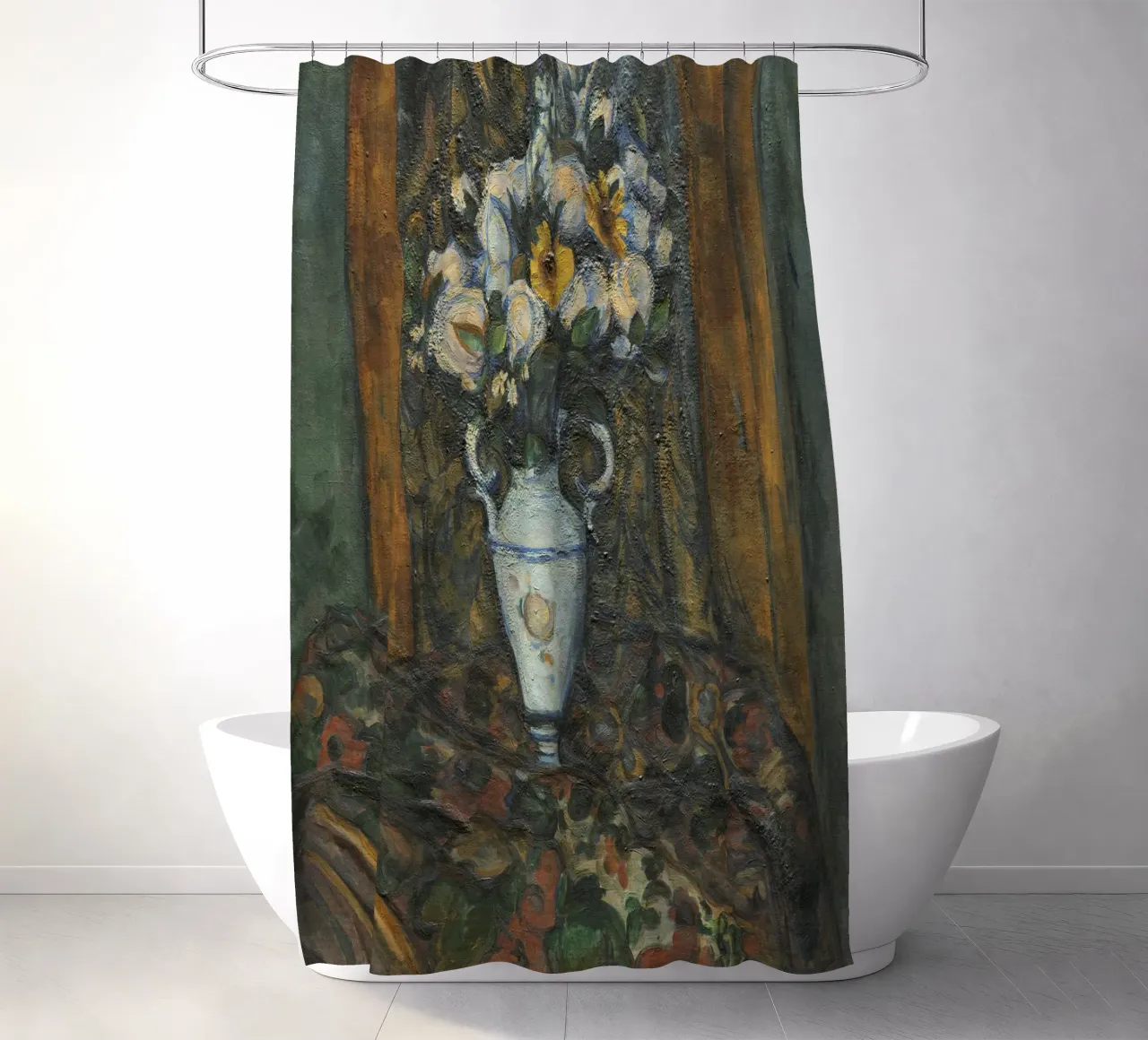 Paul Cézanne, Vase of Flowers shower curtain by William Store