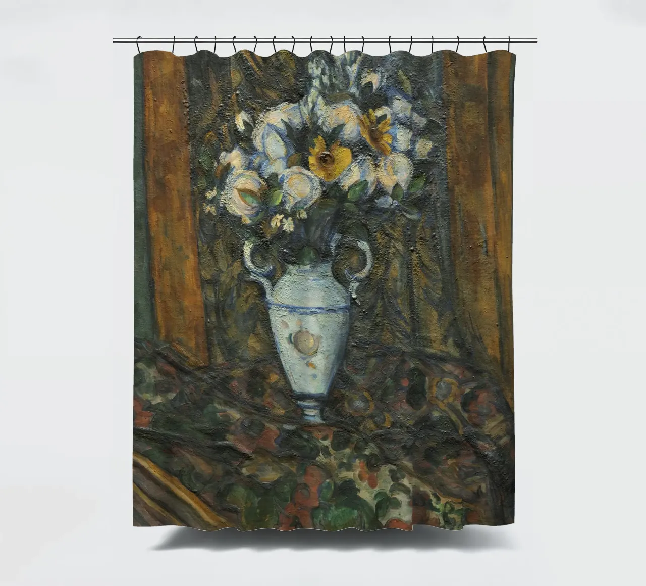 Paul Cézanne, Vase of Flowers shower curtain by William Store