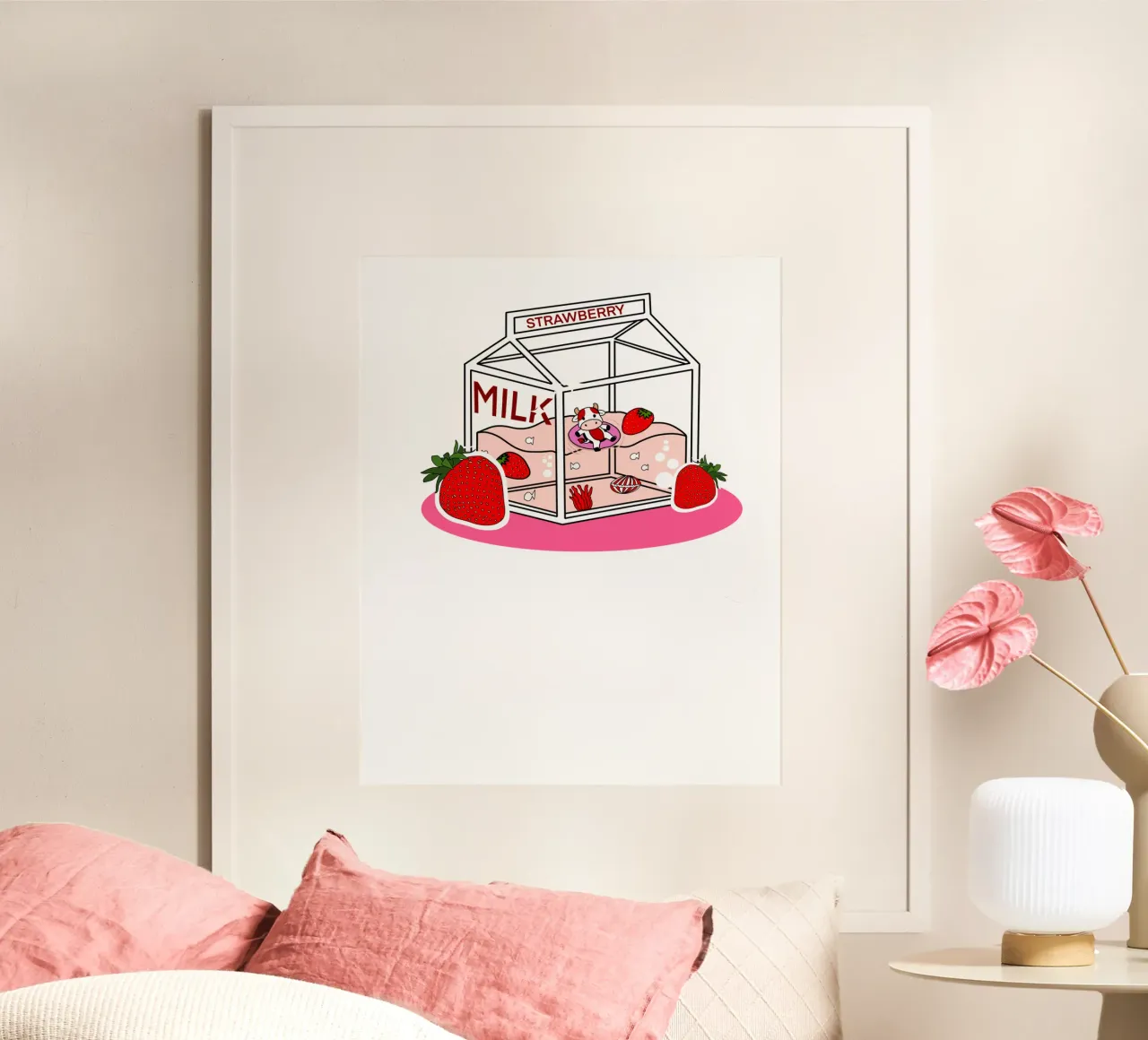 mirtillo rosso poster con telaio in alluminio da khoailang