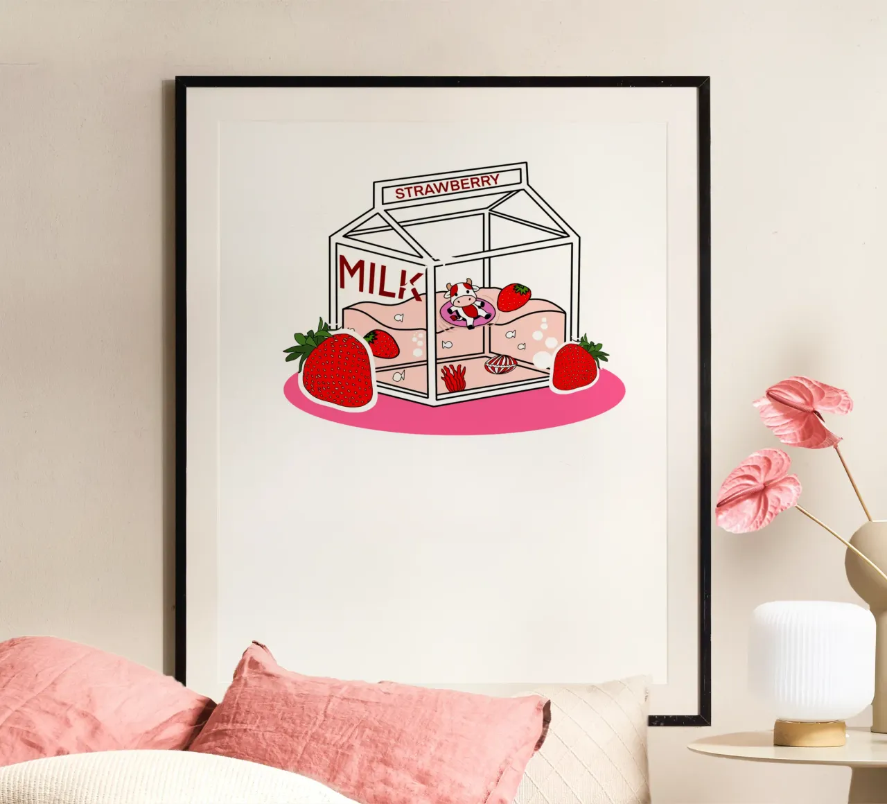 mirtillo rosso poster con telaio in alluminio da khoailang