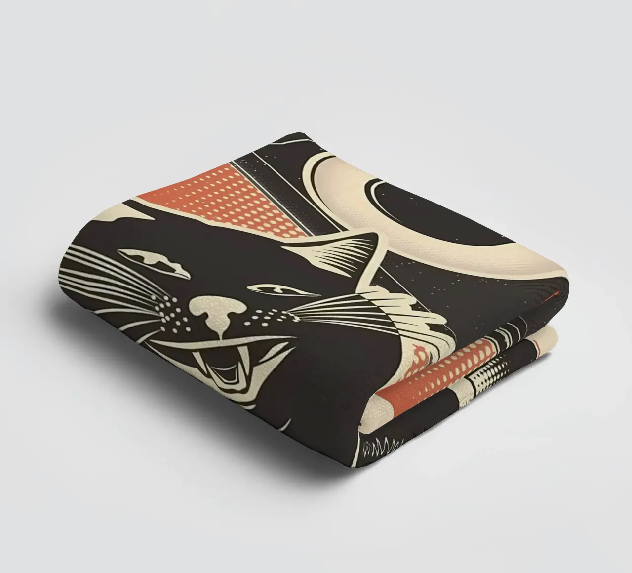 Sashimi Black Cat towel by Monique A Hooper