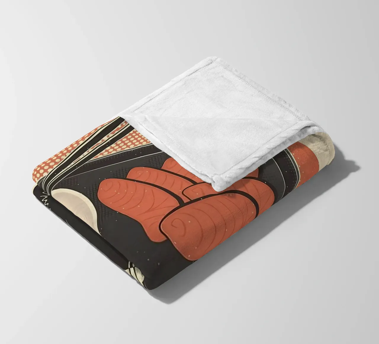Sashimi Black Cat fleece blanket by Monique A Hooper