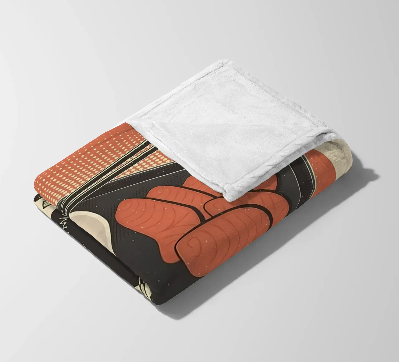 Sashimi Black Cat fleece blanket by Monique A Hooper