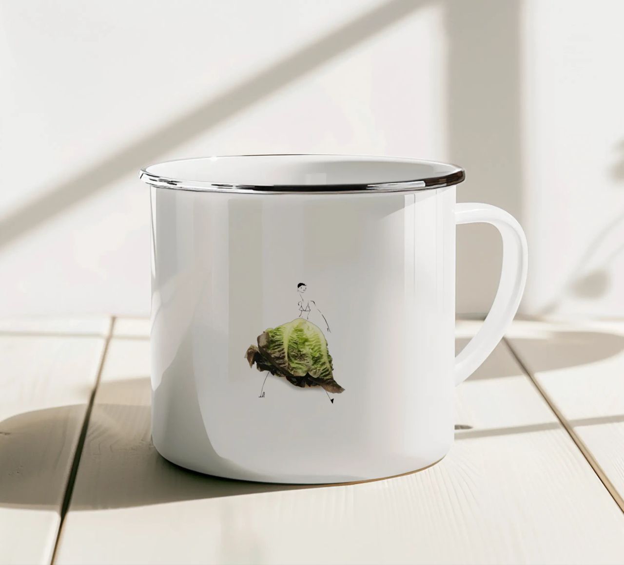 Lettuce Emaille Tasse von Gretchen Roehrs