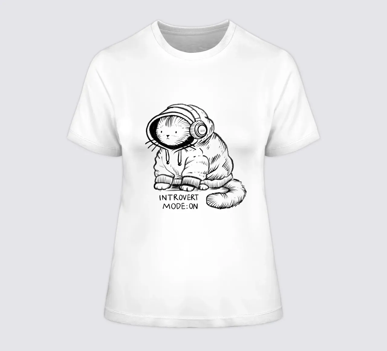 Introvert mode: on women's fitted t-shirt by Studio Patruschka