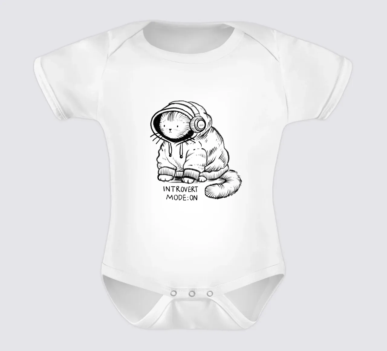 Introvert mode: on short-sleeve baby romper by Studio Patruschka