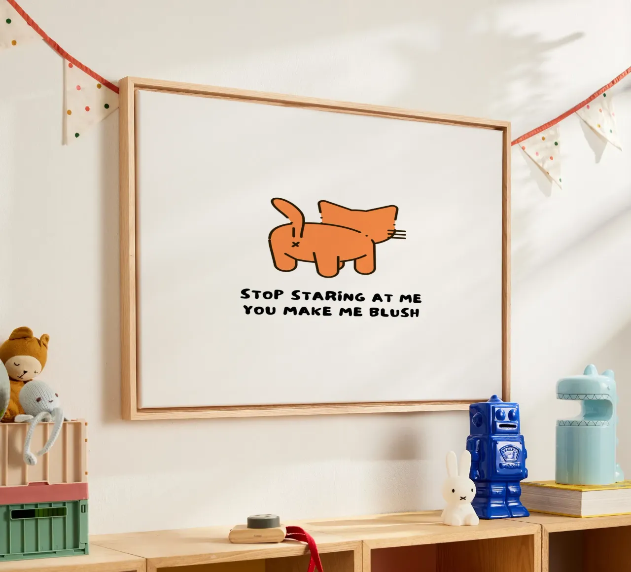 Stop starinng at me you make me blush canvas with Floater frame by khoailang