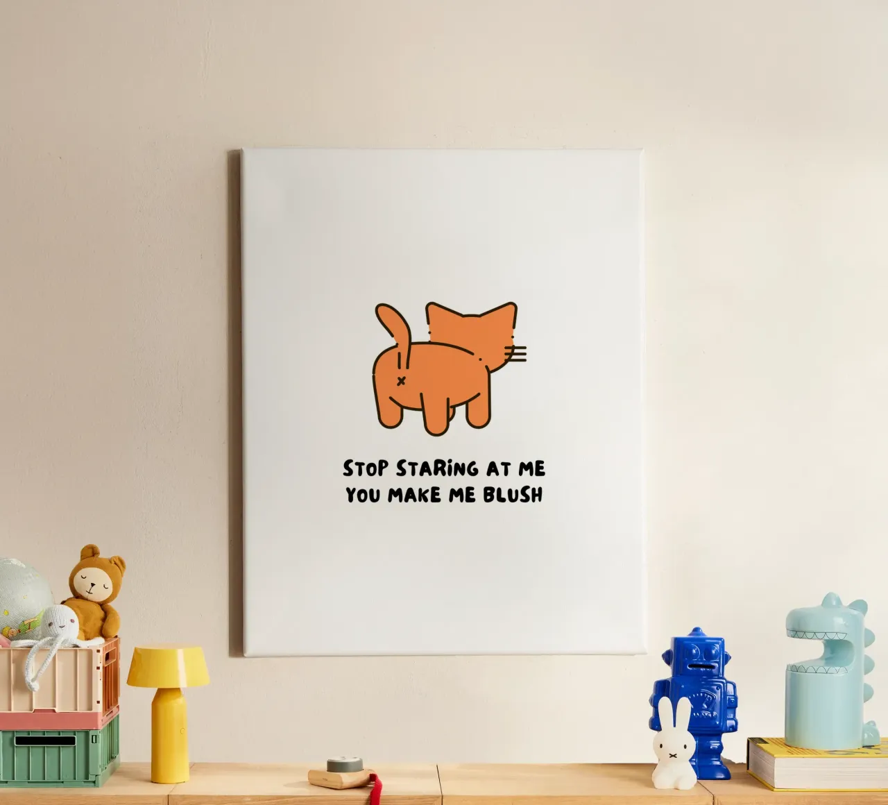 Stop starinng at me you make me blush canvas with Floater frame by khoailang