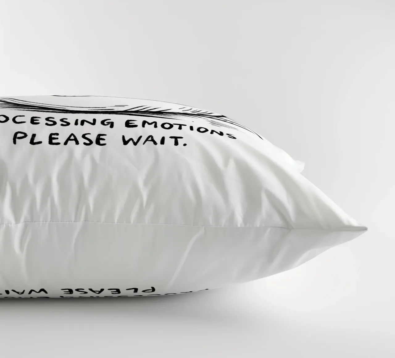 Processing emotions: please wait decorative cushion by Studio Patruschka