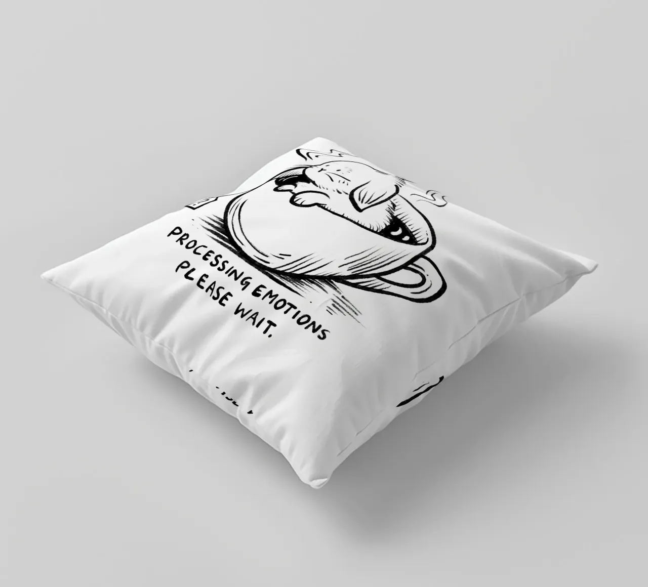 Processing emotions: please wait decorative cushion by Studio Patruschka