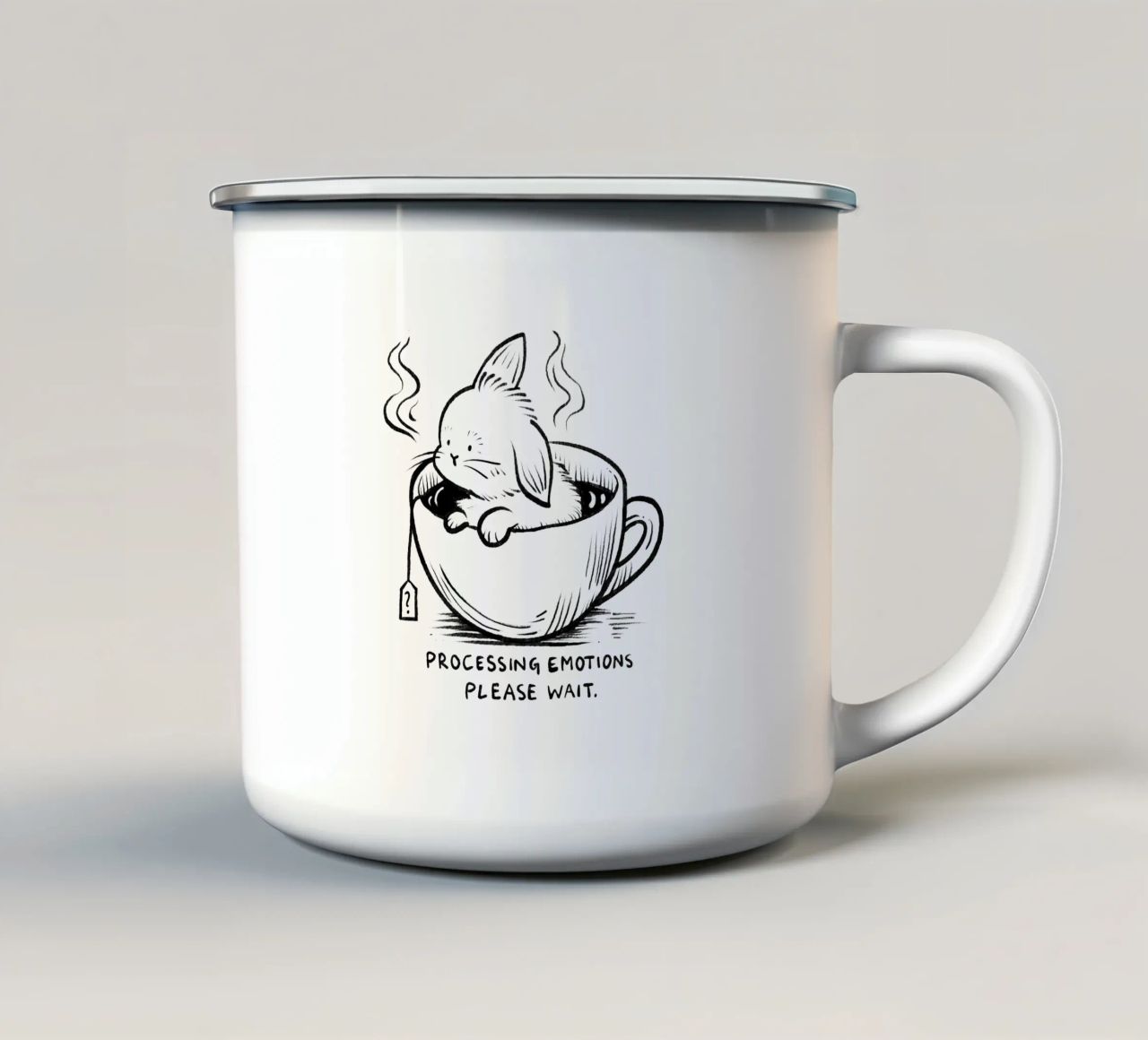 Processing emotions: please wait enamel mug by Studio Patruschka