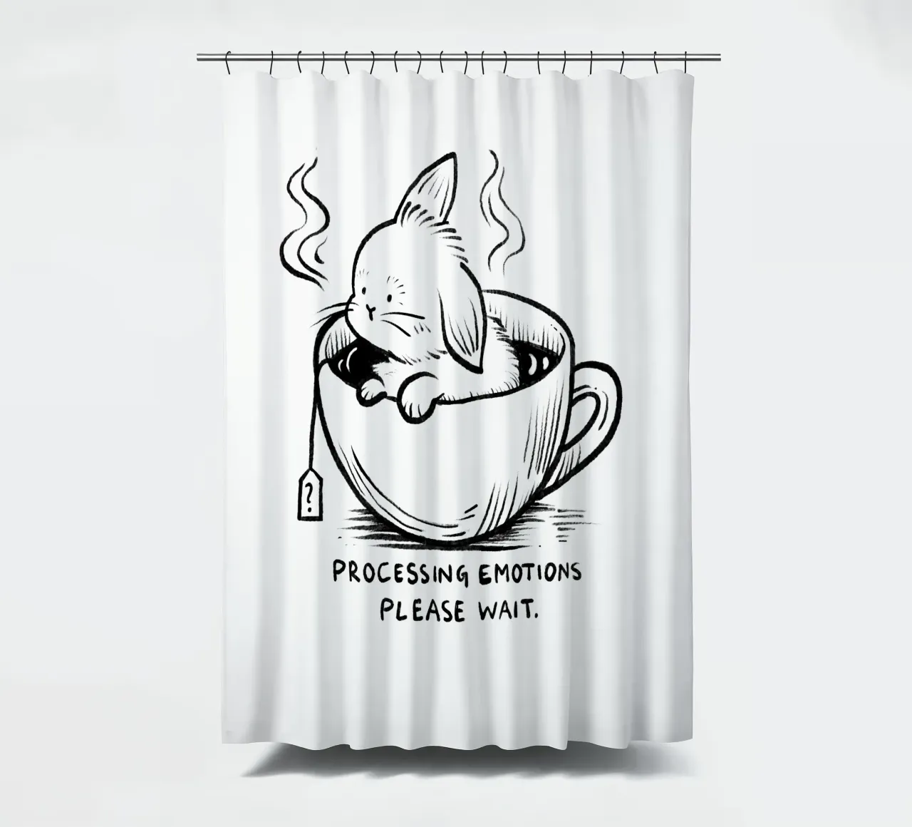 Processing emotions: please wait shower curtain by Studio Patruschka