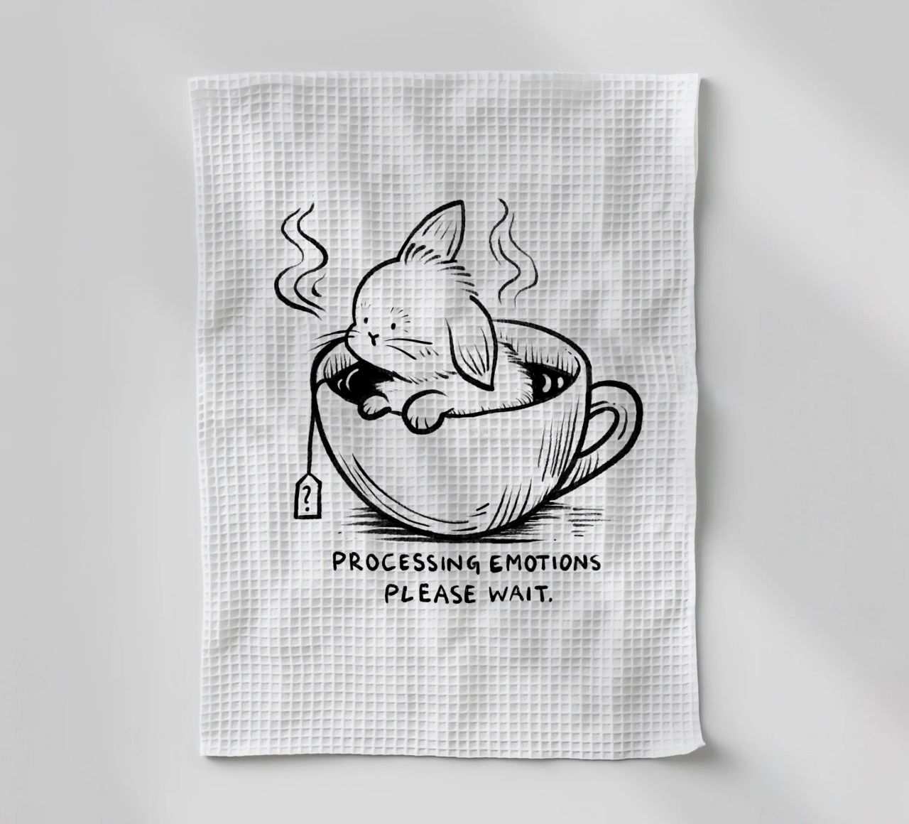 Processing emotions: please wait tea towel by Studio Patruschka