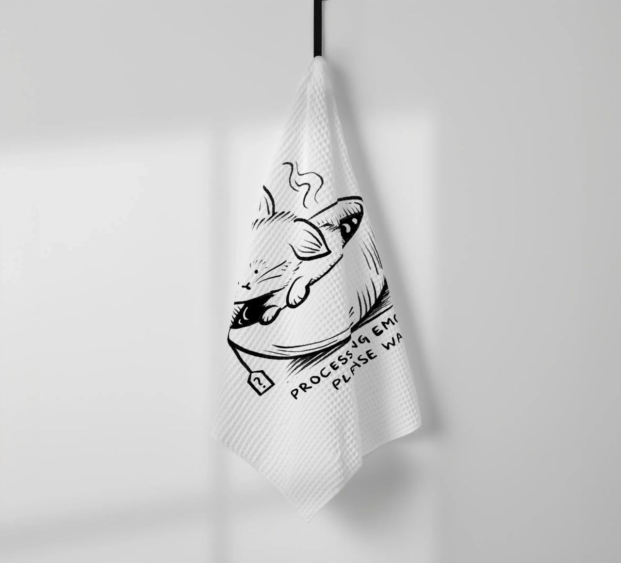 Processing emotions: please wait tea towel by Studio Patruschka