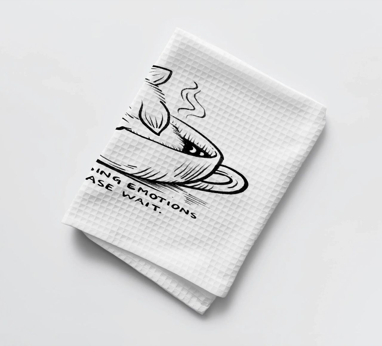 Processing emotions: please wait tea towel by Studio Patruschka