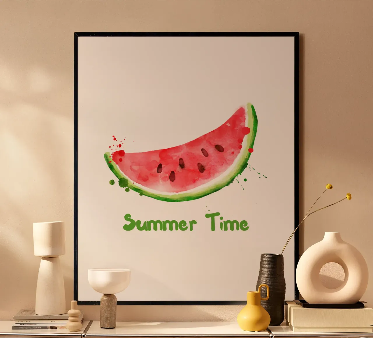 zomertijd poster met houten frame van khoailang