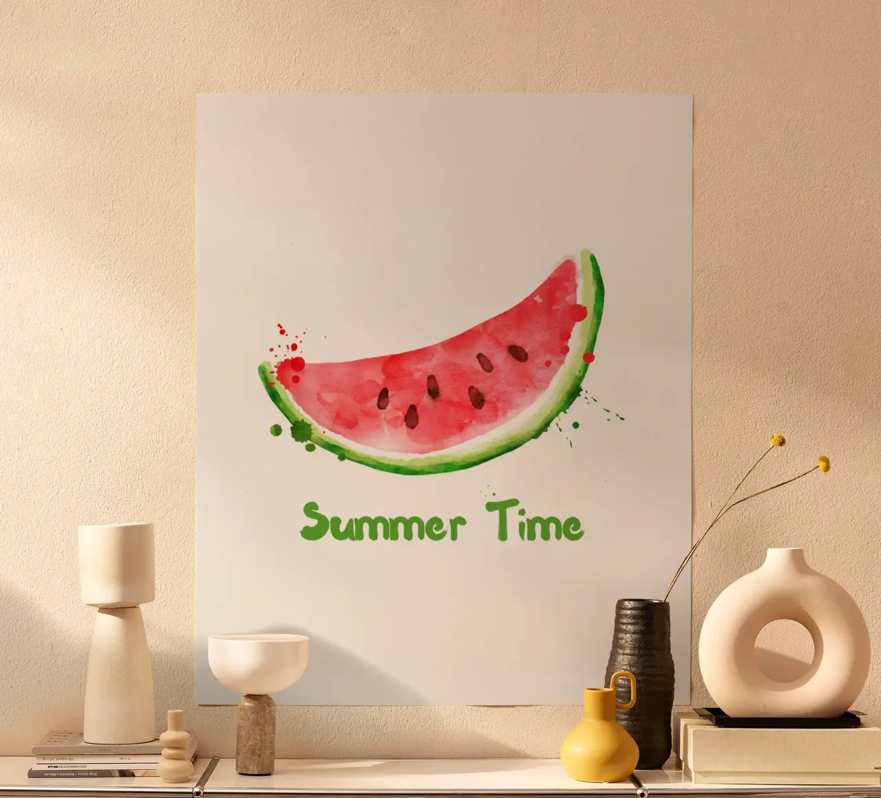 zomertijd poster met houten frame van khoailang