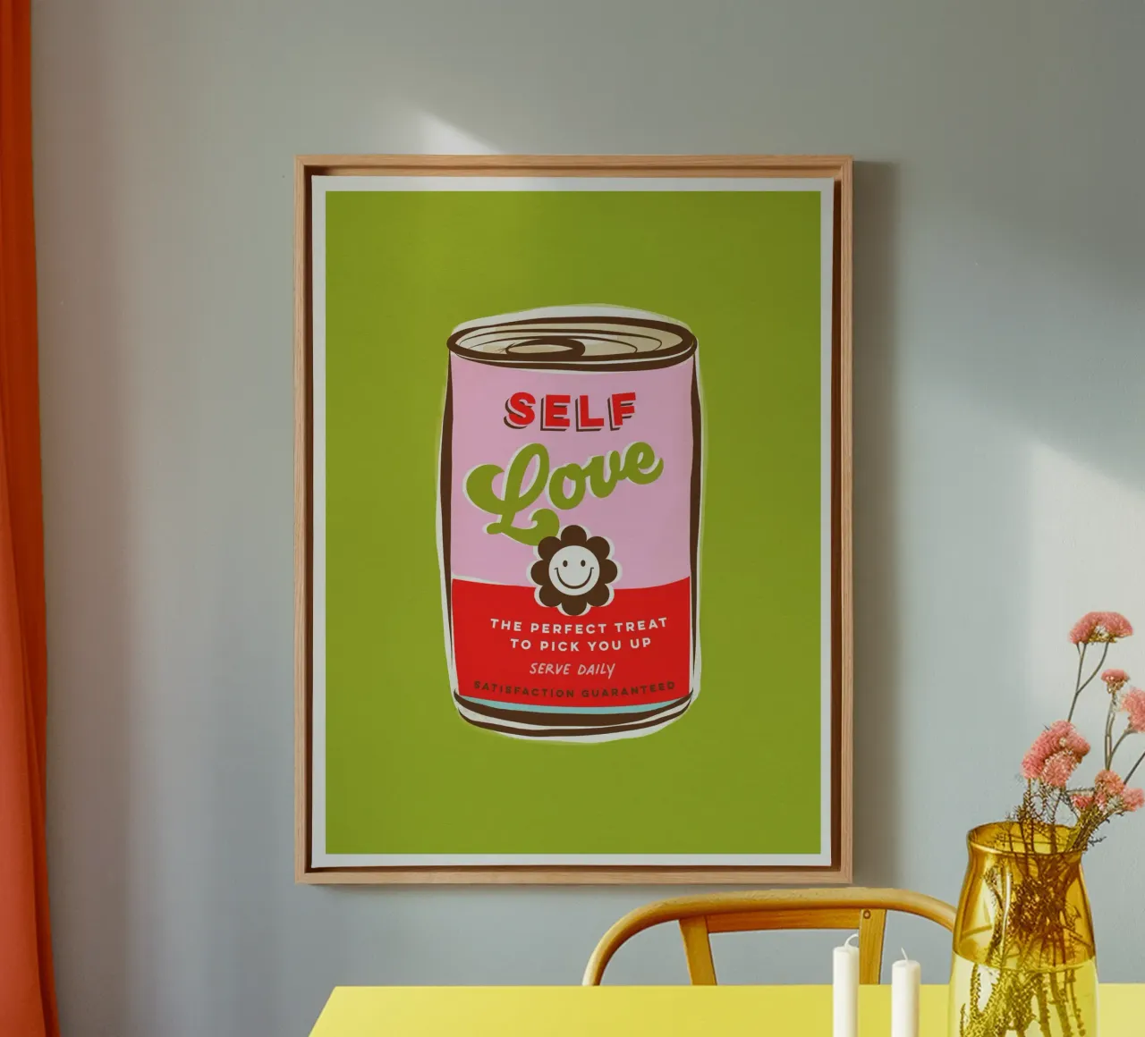 Self Love • Typographic 'Can Art' canvas with Floater frame by Dominique Vari Words