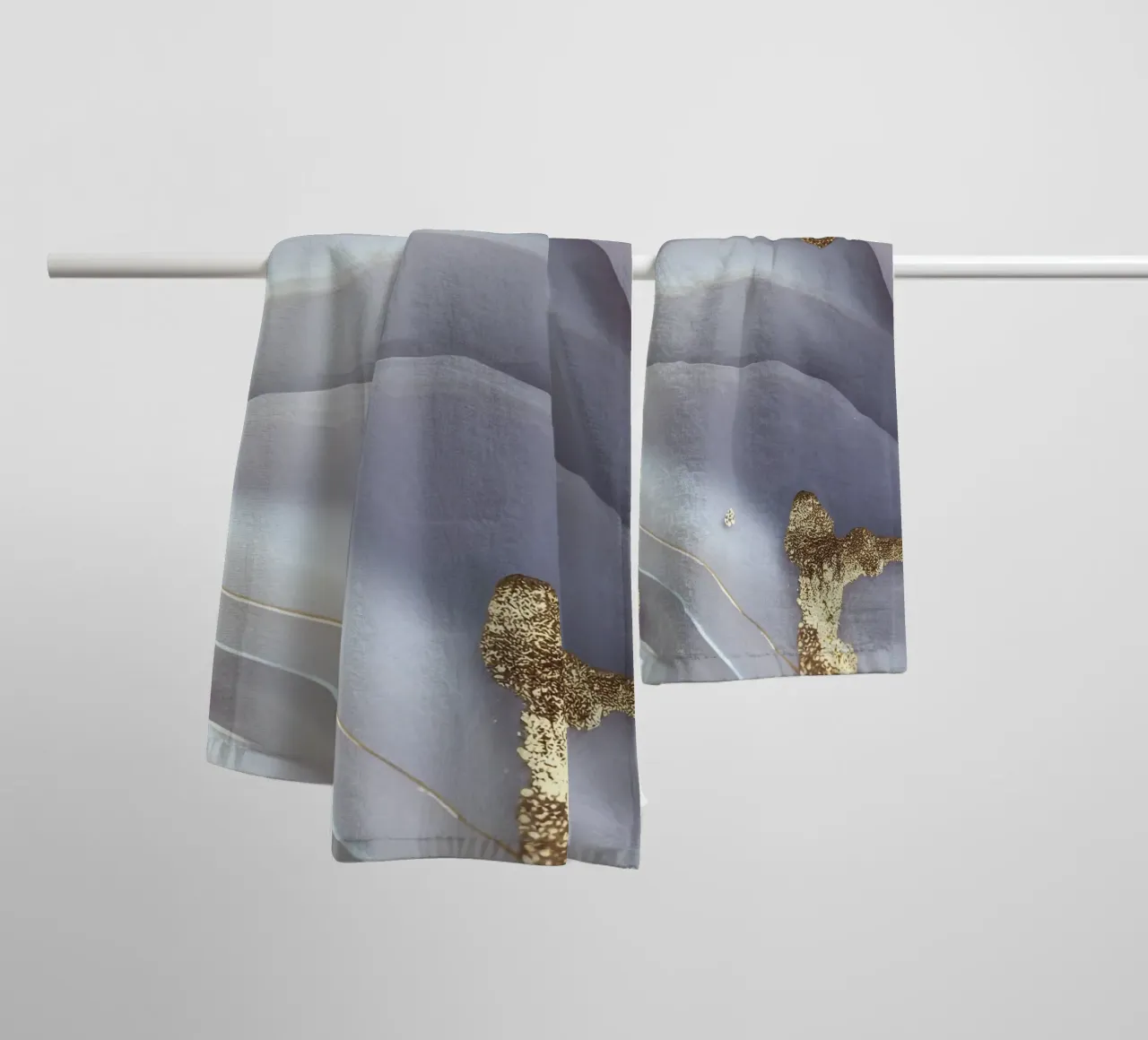 White & Gold Agate Texture towel by Gemstone Textures