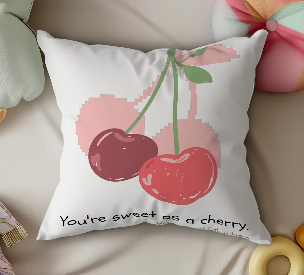 you are sweet as a cherry decorative cushion by khoailang