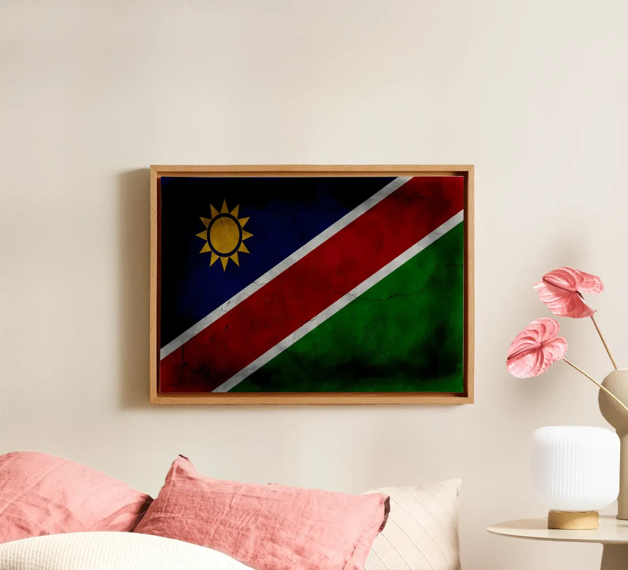 Namibia vintage flag canvas with Floater frame by Joshua A Holmes