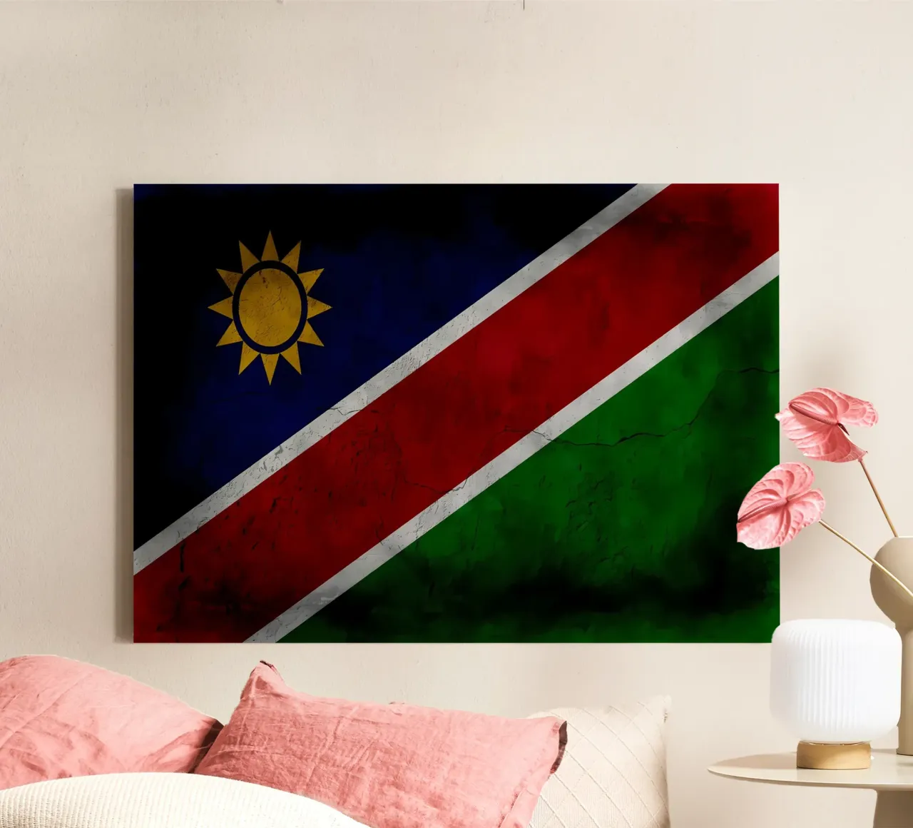 Namibia vintage flag canvas with Floater frame by Joshua A Holmes